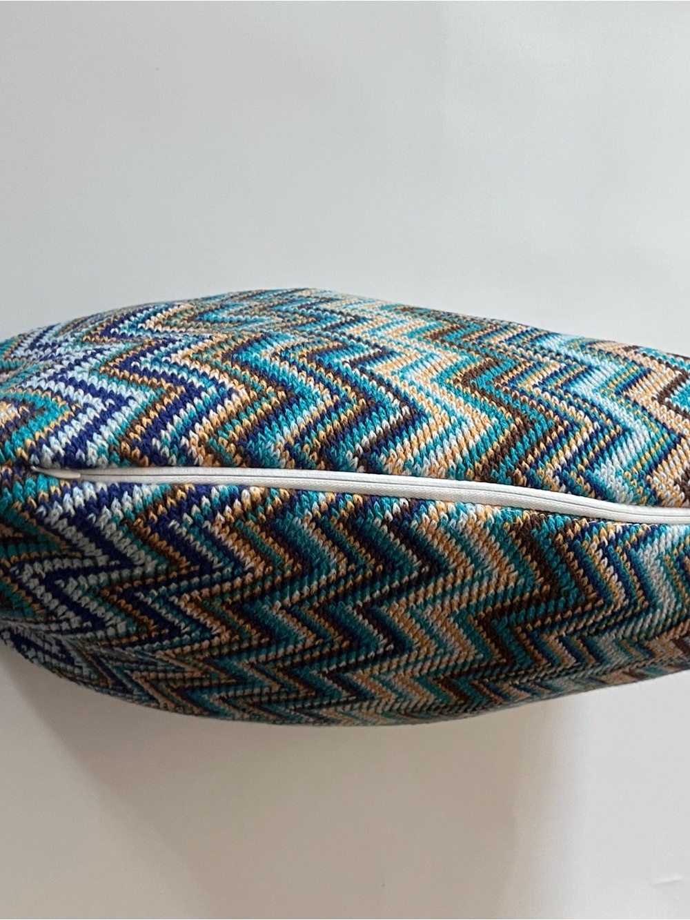 Chevron Knit Accent Pillow in Teal and Navy - Unbranded